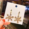 Brincos de Floco de Neve de Natal para Mulheres, Brincos Longos de Flor de Gelo com Diamantes, Brincos Super Brilhantes, Estilo Coreano, Tendência de Moda de Celebridade da Internet