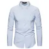 Nova Camisa Masculina Moda Europeia e Americana Primavera 2020 Gola Dupla Cor Sólida Business Casual Slim-fit Tamanho Grande Manga Longa Multicolor