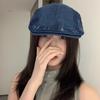 Boina de mezclilla vintage lavada y desgastada anti-desgaste para mujer, verano, estilo Hong Kong, moda callejera británica, sombrero de ala corta
