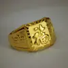 Anillo de oro artificial chapado en oro de 24 quilates para hombre A6 anillo de carácter fu anillo de oro de lujo local anillo de la fortuna del jefe