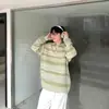 Suéter Tricô Listrado Casual Americano para Homens e Mulheres, Design Nicho de Retalhos de Outono, Suéter Preguiçoso Estilo Casal Top Tendência