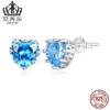 Pendientes Ivor de plata de ley S925 con piedra de nacimiento de diciembre y circonitas en forma de corazón chapadas en platino.