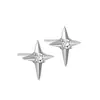 Aretes de Estrella de Cuatro Puntas para Hombre, Modernos y Únicos, Estilo Minimalista con Diseño de Estrella de Zirconia, Sencillos y de Alta Gama, Aretes de Estrella Polar Incrustados de Diamantes