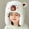 Lindo Conjunto de Sombrero, Bufanda y Prenda Única de Capibara de Tres Piezas para Mujer Otoño e Invierno Dibujo Animado de Capibara Relleno Bufanda Cálida y a Prueba de Viento