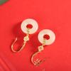 Pendientes de plata de ley S925 con hebilla de jade hetiano bañados en oro, sencillos y a la moda para mujer, que combinan con todo.