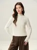 Nuevo Suéter de Cashmere Tejido en Cable de Cuello Medio Alto para Mujer, Suéter Grueso de Manga Larga, Ropa Base de Punto para Mujer