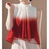 Roupas femininas de verão populares deste ano camisa de cor gradiente madura clara chique feminino bonito redutor de idade sem mangas top vermelho