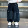 Pantalones para niño, nuevo estilo otoño 2026, pantalones cargo estilo callejero coreano para niños, geniales y elegantes, jeans de moda para niños primavera y otoño