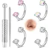 Novo Argola de Nariz em Aço Inoxidável Transfronteiriça 20g com Zircônia Dupla Barra C Argola Versátil para Cartilagem Auricular Joia para Piercing Corporal Ornamento Nasal em Estoque