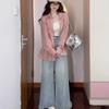 Jeans de Cintura Alta y Pierna Ancha para Mujer Primavera y Otoño Holgados Slim-fit Pantalones con Dobladillo de Falda para Niña Gordita de Talla Pequeña a Grande Pantalones Falda