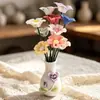 Flores de Cerâmica Jingdezhen Alta Temperatura Feitas à Mão Flores de Simulação Flores Preservadas Ornamentos Decorativos Vasos Buquês Presentes de Dia das Mães