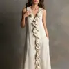 Estilo Novo Europeu e Americano Transfronteiriço Verão 2026 Roupas Femininas Temperamento Casual Solto Cor Sólida Decote V Sem Mangas Bolso Vestido
