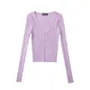 Cárdigan de Punto para Mujer, Estilo Puro Deseo, Chica Picante, Hueco, de un Solo Botón, Manga Larga, Ajuste Delgado, Cuello en V Profundo, Chaqueta Ribeteada Sexy para Primavera