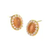 Pendientes Ovalados de Perla y Piedra Ojo de Gato Retro Franceses 2024 Nuevo Estilo Caliente Diseño de Nicho Pendientes de Gama Alta