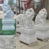 Animales de Mármol, Linda Pareja de Elefantes, Piedra Roja Atardecer, Trompa Hacia Arriba, Talla en Piedra de Elefantes Bebé, Piedra de Entrada del Fabricante