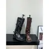 Botas de montar largas Melard de suela gruesa, botas de mujer, nueva colección otoño/invierno 2025, botas negras estilo motociclista hasta la mitad de la pantorrilla