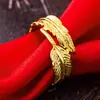Anillo Chapado en Oro para Mujer, Ajustable, Anillo de Imitación Oro con Flor de Cuatro Hojas y Patrón de Estrella, Anillo Dorado