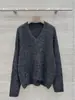 BORBOTIE Ropa de punto para mujer 2026 Otoño/Invierno Nuevo Suéter Bordado de Cuello V Mezcla de Lana Mohair BC