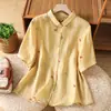 Camisa Polo Colorida de Algodão para Mulheres Estilo Europeu 2026 Primavera Nova Moda Moda Feminina Europeia Blusa Moderna Tendência