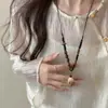Novo Colar Flor de Bodhi Estilo Chinês para Mulheres Corrente Longa para Suéter Estilo Étnico Retrô Estilo Chinês Cotidiano Versátil Acessórios Trançados