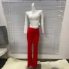 Serie de Malla de Algodón Skim* Estilo Kardashian Cintura Alta Casual Pantalones de Chándal Acampanados