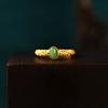 Anillo nacional de moda 2023 con diseño de nube auspiciosa calada e incrustaciones de Jaspe natural, anillo abierto estilo corte retro para mujer