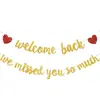 Banner Grande de Letras Doradas para Eventos de Regreso a Clases, Decoración de Fiesta Militar, Celebración de Bienvenida a Casa, Banner Colgante con Purpurina