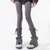 Calcetines gruesos y cálidos para otoño e invierno para mujer con lazo, mangas de pantorrilla tejidas grises