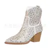 Botas de Mujer Juyuan 2026 Otoño/Invierno Nuevas de Talla Grande con Pedrería para Comercio Exterior, Botas de Cuero para Mujer Estilo Europeo y Americano WISH Amazon