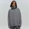 Suéter holgado de cuello alto transfronterizo estilo europeo y americano 2025 Otoño e Invierno Nuevo tejido de punto liso simple suéter de punto cálido para mujer