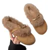 Chinelos de Algodão Elegantes Estilo Francês para Noite com Mulheres, Forrados com Lã, Novos para Outono e Inverno 2025, Chinelos de Pelo Estilo Fada para Uso Externo Mary Jane