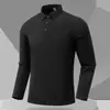 2025 Nova Camisa Polo Clássica de Manga Longa para Outono e Inverno Abertura com Botões na Gola Design Confortável e Versátil Caimento Levemente Amplo