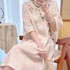 Mejorado Cheongsam Primavera y Verano Nuevo Estilo Nuevo Estilo Chino Algodón y Lino Bordado Retro Zen Traje de Té Vestido de Manga Media para Mujer