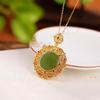 Colgante hueco con diseño de jade Hetian Ruyi, plata esterlina S925 de Yilu, chapado en oro, estilo retro, elegante y redondo