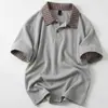 Camisa Polo estilo americano, falsa peça dupla de manga curta, design nicho feminino, camiseta com retalhos listrados, de alta qualidade, estilosa e legal, manga curta para casal