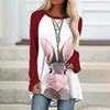 Comercio Exterior Transfronterizo 2022 Ropa Femenina Transfronteriza Europea y Americana Nueva Estación Independiente Wish Camiseta de Manga Larga con Estampado de Patrón de Conejo para Mujer