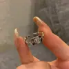 Anillo Nuevo de Plata 925 de Moda para Mujer, Simple y Versátil, Apilable, Anillo Abierto Ajustable, Anillo para Dedo Índice Estilo Ins de Celebridad de Internet