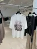 DestaqueRan26 Primavera/Verão Novo Algodão Linho Lavagem Enzimática Manhattan Estampa Retrô Camiseta de Manga Curta