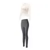 Conjunto de corrida fitness para mulheres, com um estilo suave, top de manga longa e calça atlética de alta elasticidade e modelagem slim, adequado para uso diário e yoga.