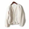 Pedido Japonés Invierno 2025 Cardigan con Cremallera y Cuello en V de Polar tipo Cachemira Imitación Top para Mujer Abrigo de Piel Y418245