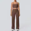 Conjunto Esportivo para Mulheres - Sutiã Esportivo Cross-Border à Prova de Choque, Calça Wide-Leg de Cintura Alta com Sensação de Segunda Pele para Yoga, Corrida e Fitness