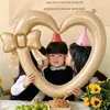 Balão de Folha de Alumínio em Formato de Coração com Laço de 46 polegadas Decoração de Cena de Festa de Aniversário Adereço de Foto para o Dia dos Namorados