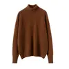 Suéter de cachemira 100% pura para mujer, cuello alto, otoño e invierno, holgado, informal, grueso, camisa de punto