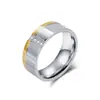 Anel de Diamante de Aço Titânio Tendência Masculino Personalizado Bicolor Moda Joia de Mão Incrustado com Zircônia Qualidade Premium Presente