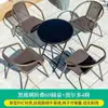 Mesas y Sillas de Exterior, Set de Tres Piezas para Ocio al Aire Libre, Terraza de Jardín, Combinación de Asientos para Patio Balcón de Hierro, Mesa de Café Pequeña