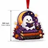 Decoración de Halloween: Adorno Popular para Estantería de Rincón de Lectura de Biblioteca, Colgante Acrílico de Fantasma Leyendo, Regalo Navideño