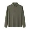 Nova Camisa Polo de Outono com Gola Lapela Manga Longa Top Antibacteriano Camiseta Roupa de Trabalho Estampa Logo Bordado Roupa de Trabalho