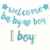 Bienvenida Bebé Niña Niño Letras Brillantes Revelación de Género/Baby Shower Pancarta de Papel