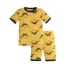 Roupa de Casa para Meninos Transfronteiriça Europeia e Americana Algodão Puro Costela Manga Curta Shorts Conjunto de Pijama Infantil de Comércio Exterior Cartoon para Meninas