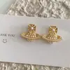 Brincos Retro Francês Novo Doce Leve Luxo Sensação de Luxo Estilo Plano Pequena Pérola Saturno Brincos de Nicho Brincos
